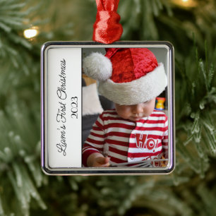 2023 Baby's eerste kerstfoto Metalen Ornament