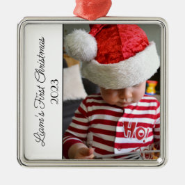 2023 Baby's eerste kerstfoto Metalen Ornament
