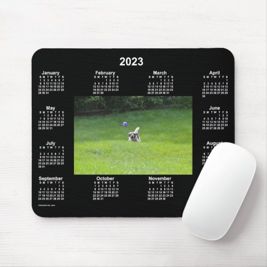 2023 Ball-spelenderkalender met Dog Neon-foto van Muismat (Met muis)