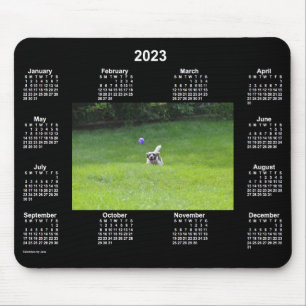 2023 Ball-spelenderkalender met Dog Neon-foto van  Muismat
