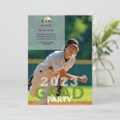 2023 Baseball Photo Graduation Party Kaart (Staand voorkant)