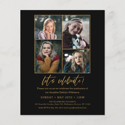 2023 BEGROTING Elegant Gold 5 Foto Afstudeerder Ui Flyer (Achterkant)