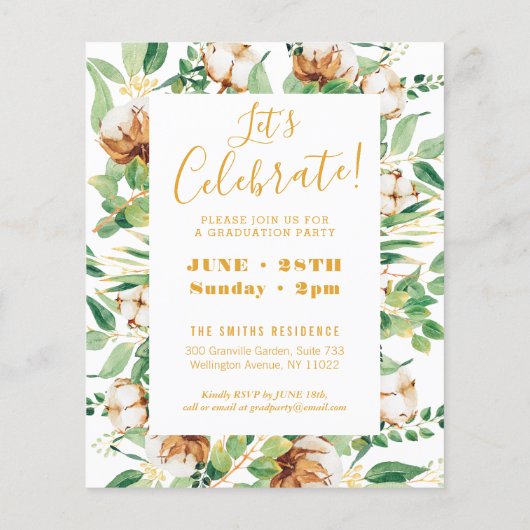 2023 BEGROTING Eucalyptus Foto Afstuderen Uitnodig Flyer (Achterkant)