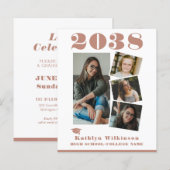 2023 BEGROTING Moderne Roos Roze 4 Foto Uitnodigin (Voorkant / Achterkant)