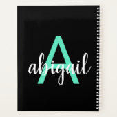 2023 Blauwgroen zwarte eenvoudige moderne monogram Planner (Achterkant)