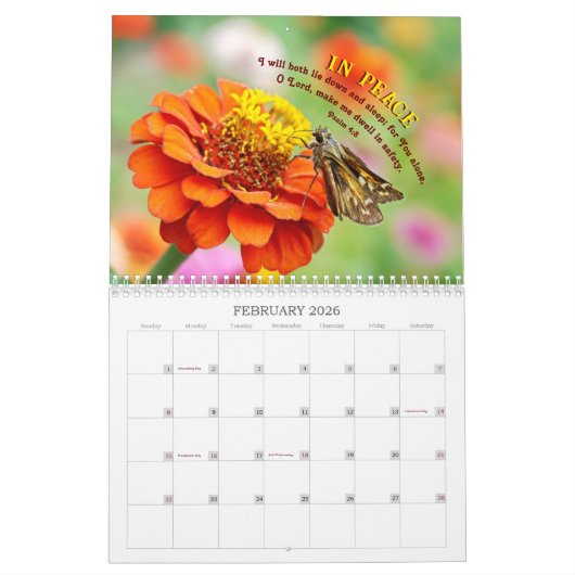 2023 Bloemen en vlinders met opwindende psalmen Kalender (Feb 2026)