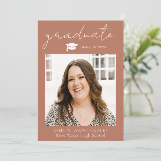 2023 Boho Foto Afstuderen Aankondiging (Staand voorkant)