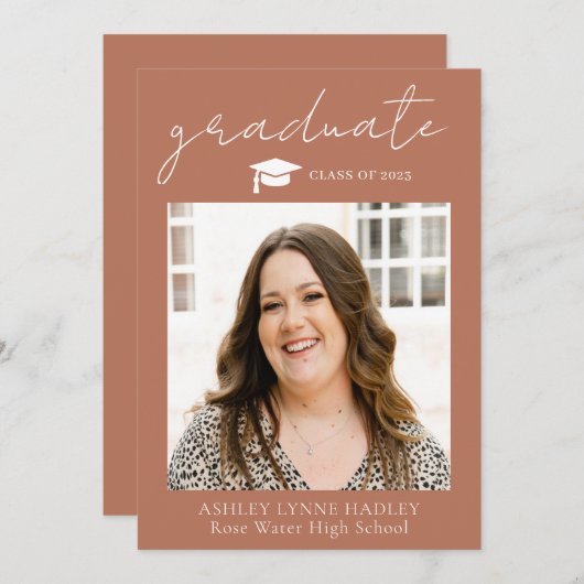 2023 Boho Foto Afstuderen Aankondiging (Voorkant / Achterkant)