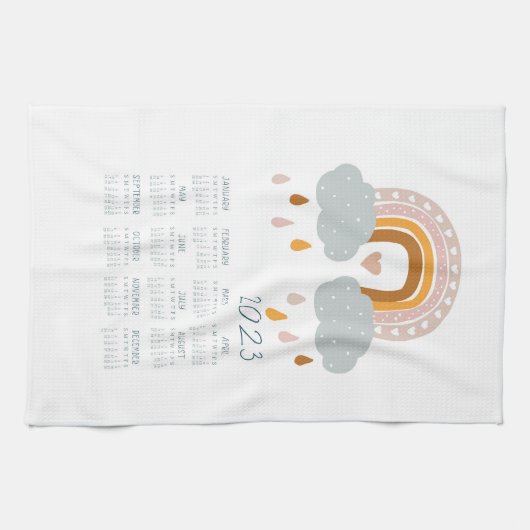 2023 Boho Rainbow Tea Towel Calendar Decor Theedoek (Horizontaal)