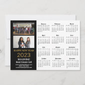 2023 Business 2 Foto Modern Gold Script Calendar Feestdagenkaart (Voorkant)