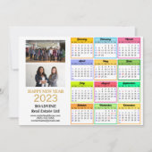 2023 Business 2 Foto Modern Gold Script Calendar Feestdagenkaart (Voorkant)