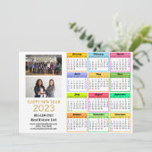 2023 Business 2 Foto Modern Gold Script Calendar Feestdagenkaart (Staand voorkant)