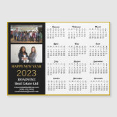 2023 Business 2 Photo Gold Script Calendar Magnet (Voorkant)