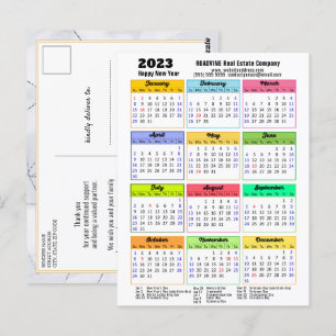 2023 Business Calendar Modern Grey Black Script Briefkaart