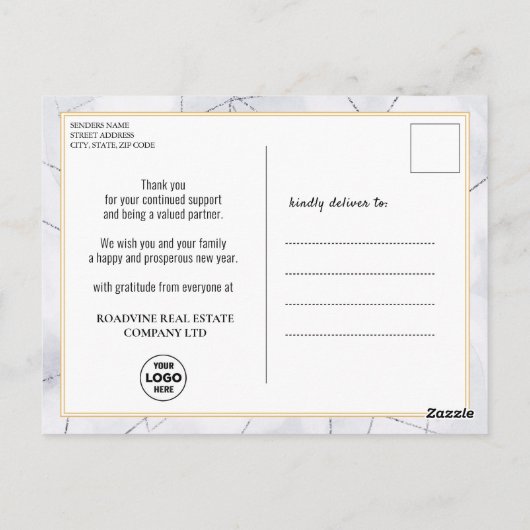 2023 Business Calendar Modern Grey Black Script Briefkaart (Achterkant)