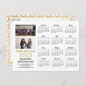 2023 Business Photo Modern Gold Script Calendar Briefkaart (Voorkant / Achterkant)