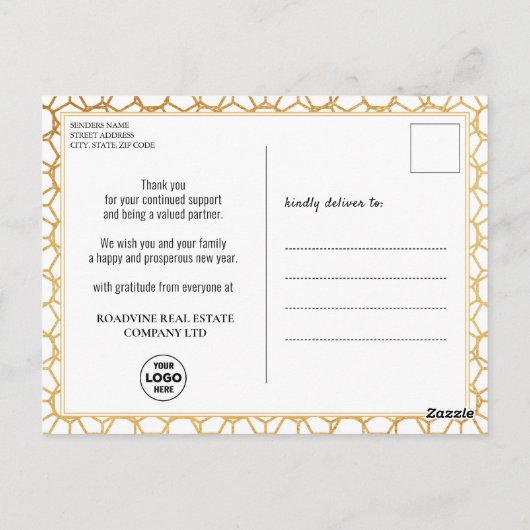 2023 Business Photo Modern Gold Script Calendar Briefkaart (Achterkant)