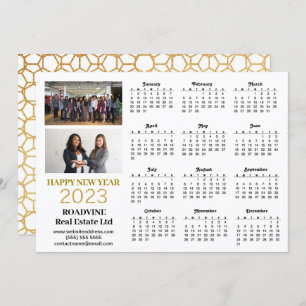 2023 Business Photo Modern Gold Script Calendar Feestdagenkaart