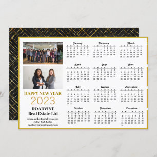 2023 Business Photo Modern Gold Script Calendar Feestdagenkaart