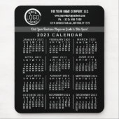 2023 Calendar Black Custom Business Logo Name Easy Muismat (Voorkant)