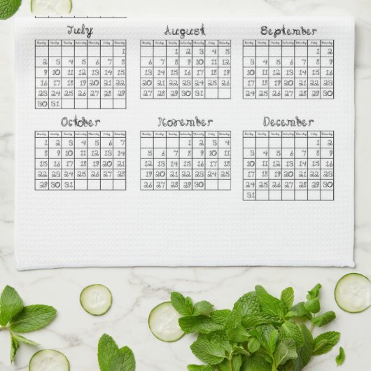 2023 Calendar Black Fabric Font Line Art Sewing Theedoek (Gevouwen)