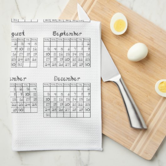 2023 Calendar Black Fabric Font Line Art Sewing Theedoek (Quarter Fold)