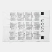 2023 Calendar Black Fabric Font Line Art Sewing Theedoek (Horizontaal)