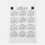 2023 Calendar Black Fabric Font Line Art Sewing Theedoek (Verticaal)