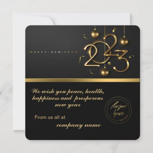2023 Calendar Black Gold Greeting with Logo (Voorkant)