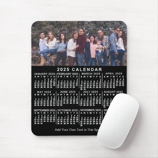 2023 Calendar Black Persoonlijke foto naam gebold Muismat (Met muis)