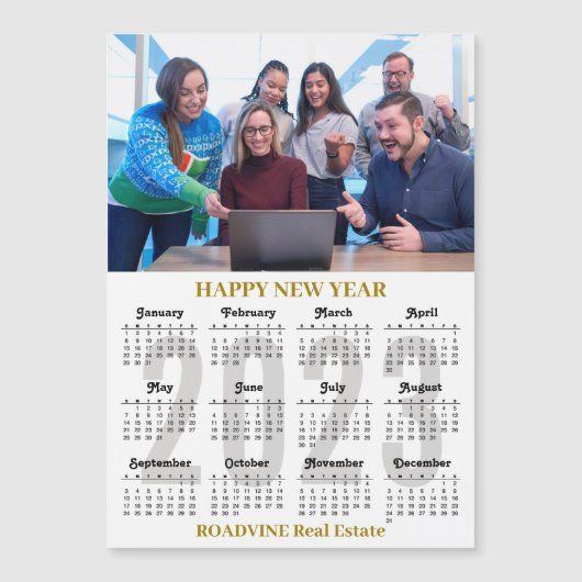 2023 Calendar Business Gold Black Magnetic Kaart (Voorkant)