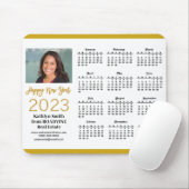 2023 Calendar Business Gold Script Photo Simple Muismat (Met muis)