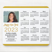 2023 Calendar Business Gold Script Photo Simple Muismat (Voorkant)