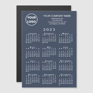 2023 Calendar Business Logo Text Navy Magnet Kaart