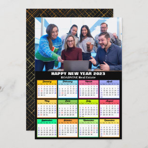 2023 Calendar Business Photo Modern Simple Script Feestdagenkaart