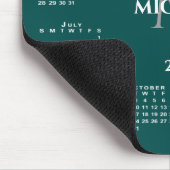 2023 Calendar Chic Monogram Name on Blauwgroen Muismat (Hoek)