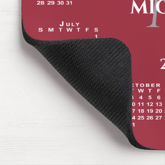 2023 Calendar Chic Monogram Name on Red Muismat (Hoek)