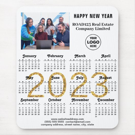 2023 Calendar Company Photo Logo Gold Script Muismat (Voorkant)