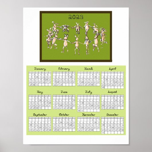 2023 Calendar Fabric Font Rabbits Dancing Poster (Voorkant)