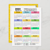2023 Calendar Gold Glitter Modern Script Corporate Briefkaart (Voorkant / Achterkant)