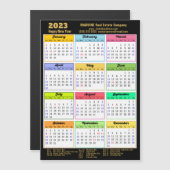 2023 Calendar Gold Script Modern Magnetic Kaart (Voorkant / Achterkant)
