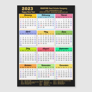2023 Calendar Gold Script Modern Magnetic Kaart