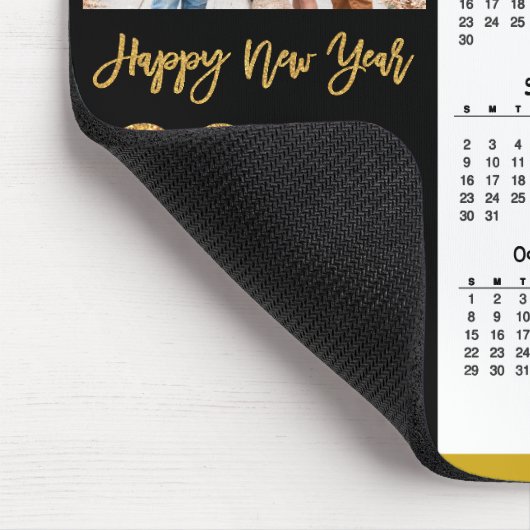 2023 Calendar Gold Script Simple Family Photo Muismat (Hoek)