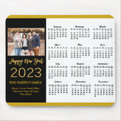 2023 Calendar Gold Script Simple Family Photo Muismat (Voorkant)