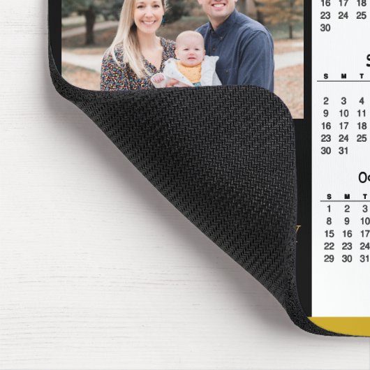 2023 Calendar Gold Script Simple Family Photo Muismat (Hoek)