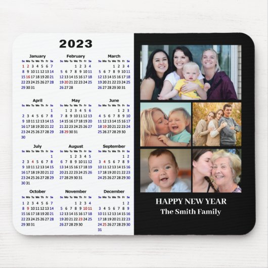 2023 Calendar Minimalist 5 Family Foto Modern Muismat (Voorkant)