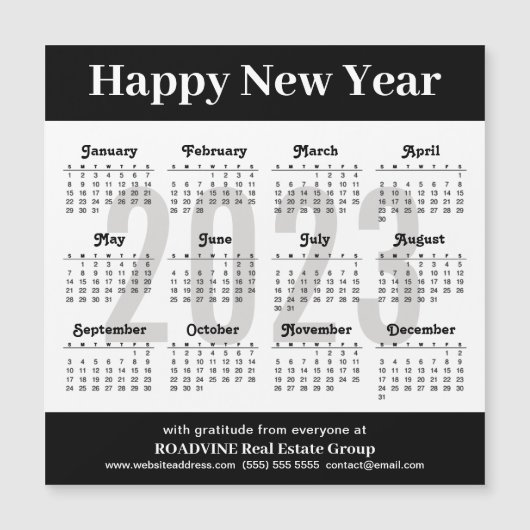 2023 Calendar Minimalist Business Magnetic Kaart (Voorkant)
