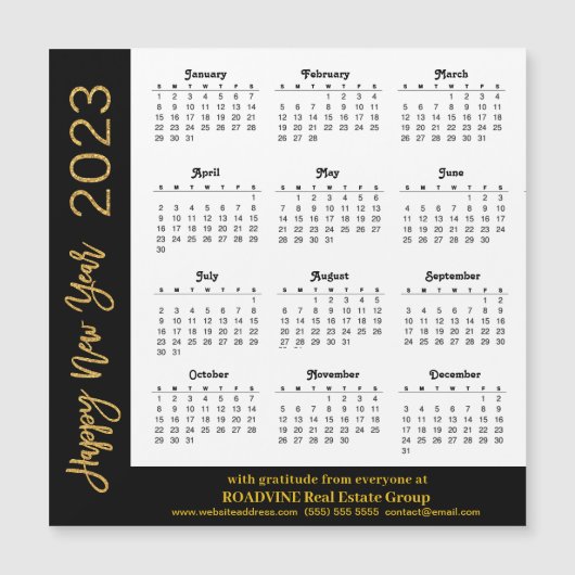 2023 Calendar Minimalist Corporate Magnetic Kaart (Voorkant)