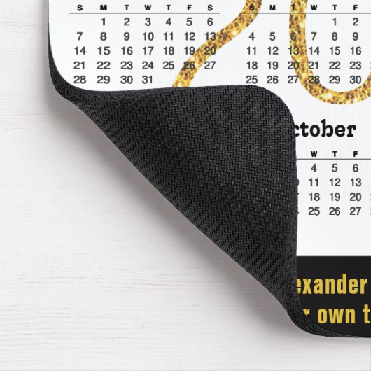 2023 Calendar Modern Gold Black Script Minimalist Muismat (Hoek)