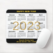 2023 Calendar Modern Gold Black Script Minimalist Muismat (Met muis)